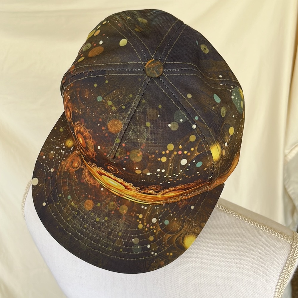 Wuke Snap Back Cap Flat Brim Hologram Mandala Energy Spiral - Picture 7 of 7
